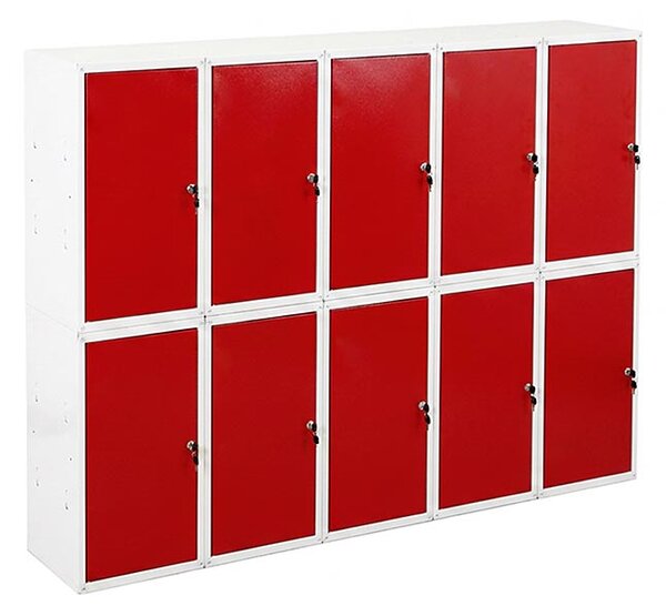 10x Uzamykatelná kovová skříňka Trestles SKM 350x350x700, červená dvířka