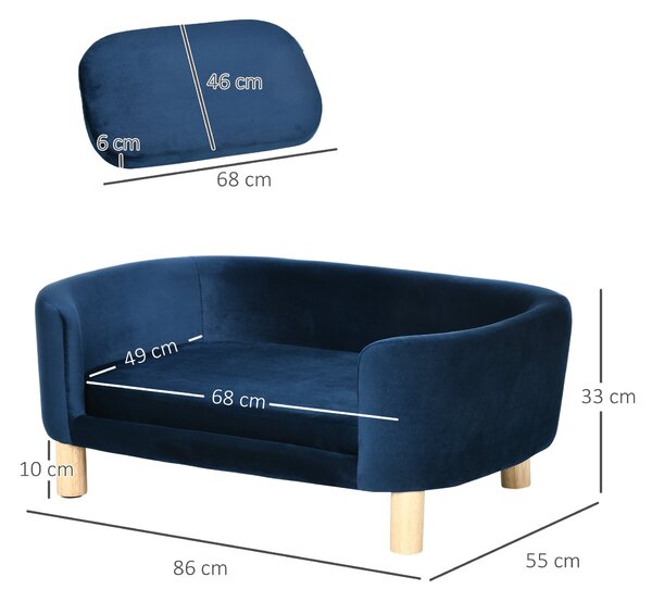 PawHut Vnitřní Psí Postel, Pohovka pro Malé Kočky nebo Psy do 10 kg, Námořnická modrá | Aosom