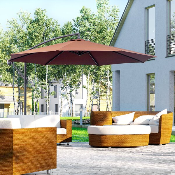 Outsunny Zahradní křídlo slunečník 3x2,5 m s klikou, ocel a polyester, hnědý | Aosom