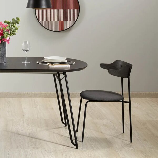 Kave Home Černý jasanový rozkládací stůl Milian 140-220x90 cm