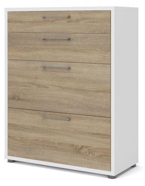 Skříň Modulo 89 x 40 x 113 cm, zásuvky, bílá / dub sonoma