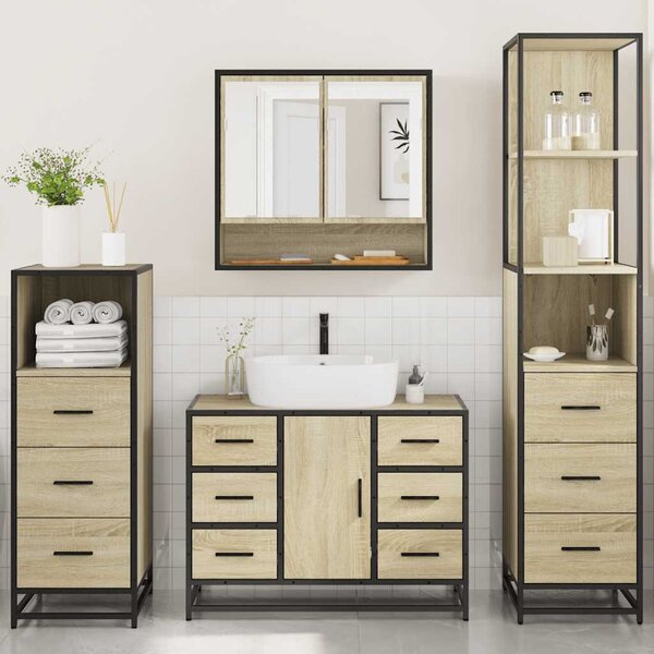 4dílný set koupelnového nábytku dub sonoma kompozitní dřevo 3301291