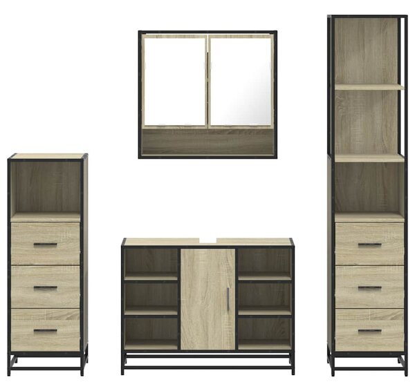 4dílný set koupelnového nábytku dub sonoma kompozitní dřevo 3301301