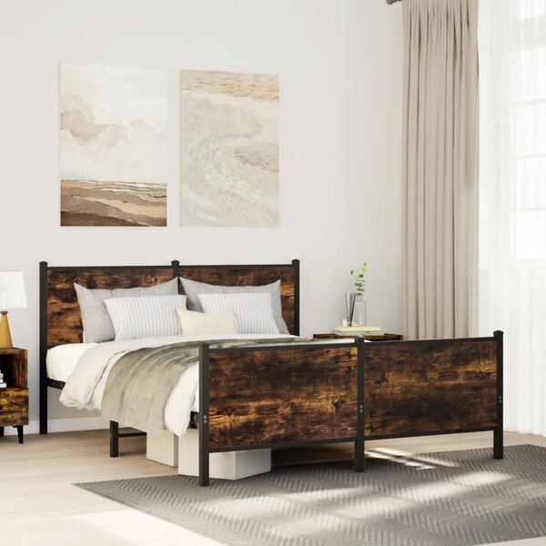 Kovový rám postele bez matrace kouřový dub 140 x 190 cm 3301351