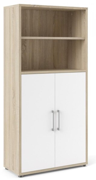 Skříň Modulo 89 x 40 x 186 cm, dveře dřevo, dub sonoma / bílá