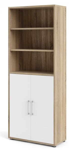 Skříň Modulo 89 x 40 x 221,5 cm, dveře dřevo, dub sonoma / bílá