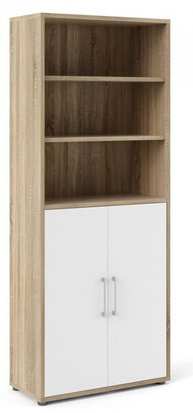 Skříň Modulo 89 x 40 x 221,5 cm, dveře dřevo, dub sonoma / bílá