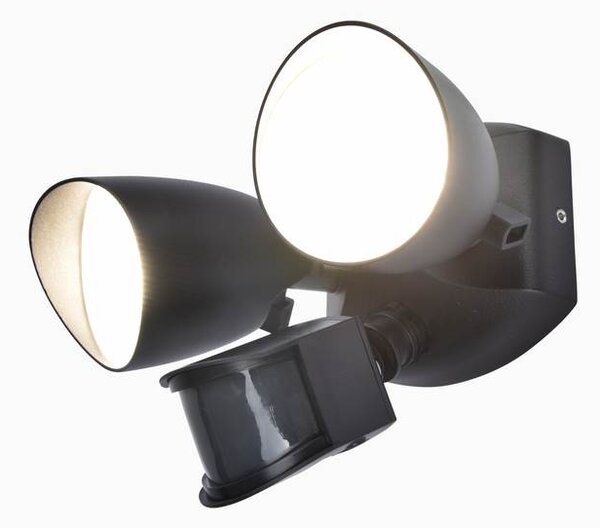 Venkovní nástěnné LED osvětlení SHRIMP s bezpečnostním senzorem, 23,5W, denní bílá, černé
