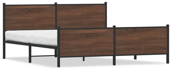 Kovový rám postele bez matrace hnědý dub 200 x 200 cm 3301376