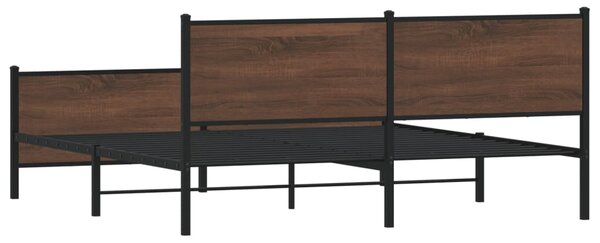 Kovový rám postele bez matrace hnědý dub 200 x 200 cm 3301376