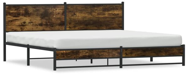 Kovový rám postele bez matrace kouřový dub 200 x 200 cm 3301384