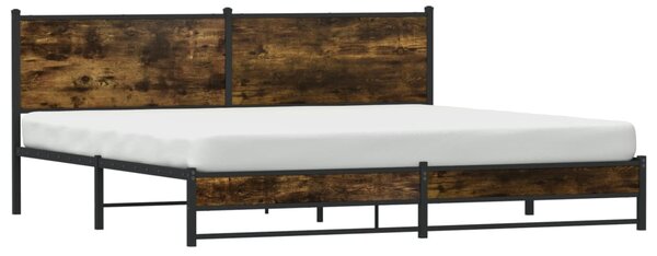 Kovový rám postele bez matrace kouřový dub 200 x 200 cm 3301384