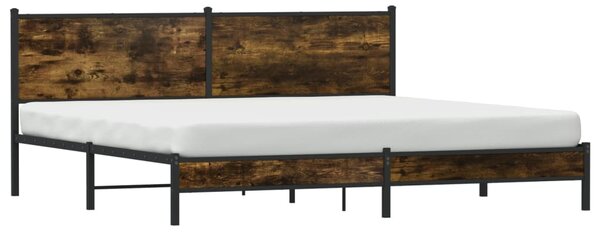 Kovový rám postele bez matrace kouřový dub 200 x 200 cm 3301380