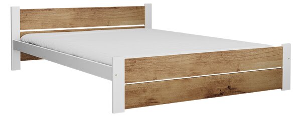 Postel IKAROS DOUBLE 120 x 200 cm, dub artisan/bílá s laťkovým roštem a matrací Deluxe 10 cm