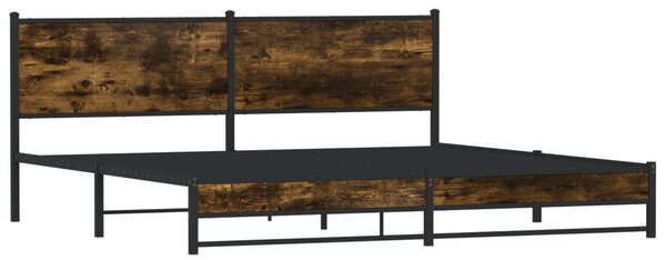 Kovový rám postele bez matrace kouřový dub 200 x 200 cm 3301384