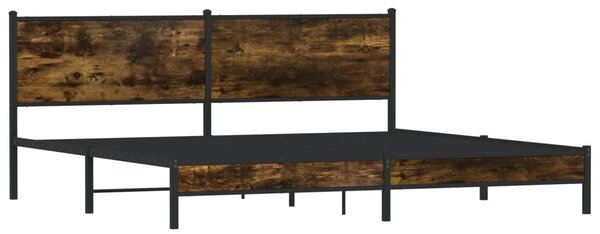 Kovový rám postele bez matrace kouřový dub 200 x 200 cm 3301380