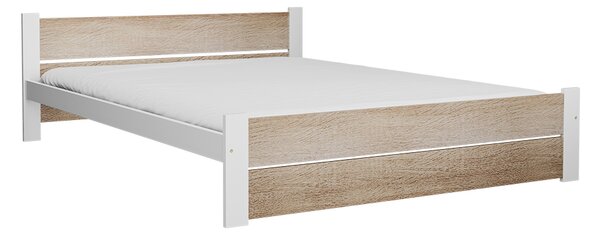 Postel IKAROS DOUBLE 180 x 200 cm, bílá/dub sonoma s lamelovým roštem