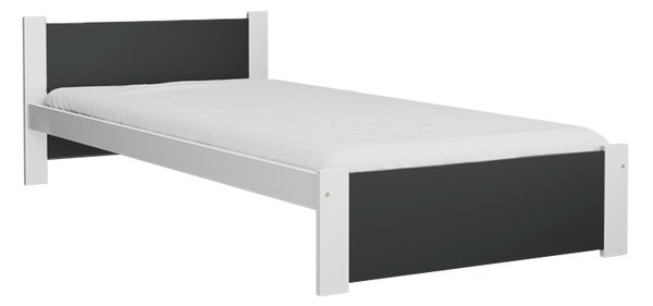 Postel IKAROS 90 x 200 cm, antracit/bílá s lamelovým roštem a matrací Deluxe 10 cm