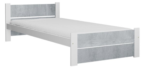 Postel IKAROS DOUBLE 90 x 200 cm, beton/bílá Rošt: Bez roštu, Matrace: Matrace Coco Maxi 20 cm