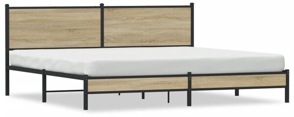 Kovový rám postele bez matrace dub sonoma 200 x 200 cm 3301394