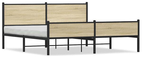 Kovový rám postele bez matrace dub sonoma 160 x 200 cm 3301400