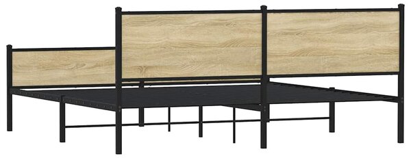 Kovový rám postele bez matrace dub sonoma 200 x 200 cm 3301404