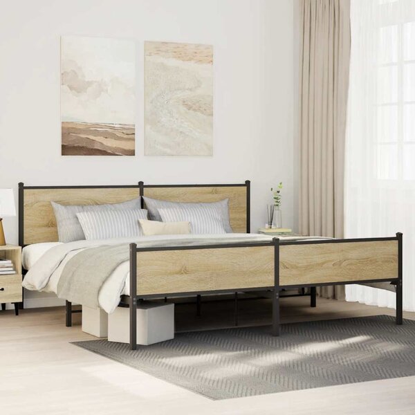 Kovový rám postele bez matrace dub sonoma 200 x 200 cm 3301404