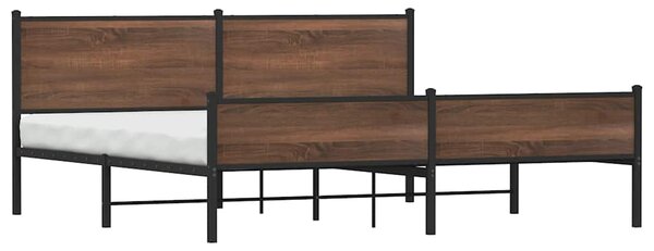 Kovový rám postele bez matrace hnědý dub 193 x 203 cm 3301417