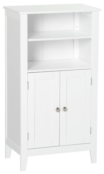 Kleankin koupelnová skříňka s nastavitelnými policemi a 2 dveřmi, víceúčelová dřevěná koupelnová skříňka, bílá, 50x30x93cm | Aosom
