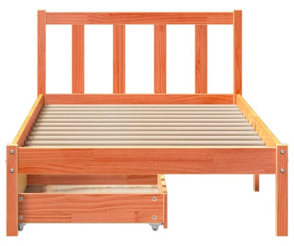Postel bez matrace voskově hnědá 100 x 200 cm masivní borovice 3301491