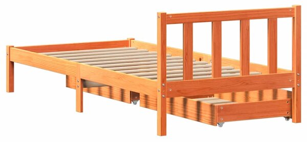 Postel bez matrace voskově hnědá 100 x 200 cm masivní borovice 3301491