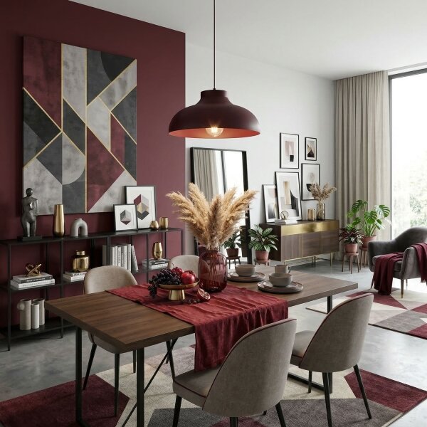Lustr na lanku BASCA 1xE27/15W/230V burgundy