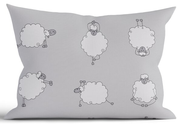 MK Lůžkoviny Bavlněný povlak na polštář Renforcé 40 x 60 cm - Ovečky Morning Yoga šedý