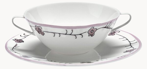 Sada hlubokých talířů s podtalíři z kostního porcelánu Midnight Flowers, 2 díly