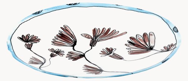 Sada mělkých talířů z kostního porcelánu Midnight Flowers, 2 díly