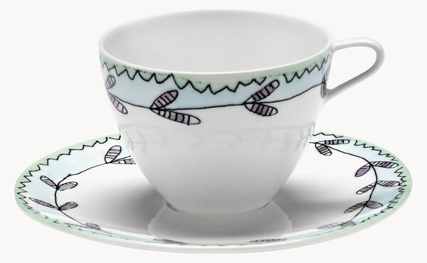 Sada šálků na kávu's podšálky z kostního porcelánu Midnight Flowers, 2 díly