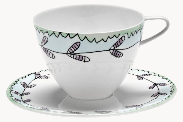 Sada šálků na kávu's podšálky z kostního porcelánu Midnight Flowers, 2 díly