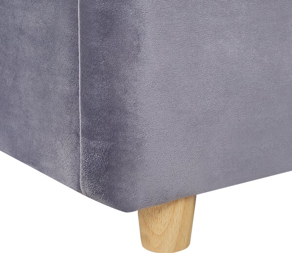 Postel s úložným prostorem Umělý samet BATILLY 160 x 200 cm Šedá