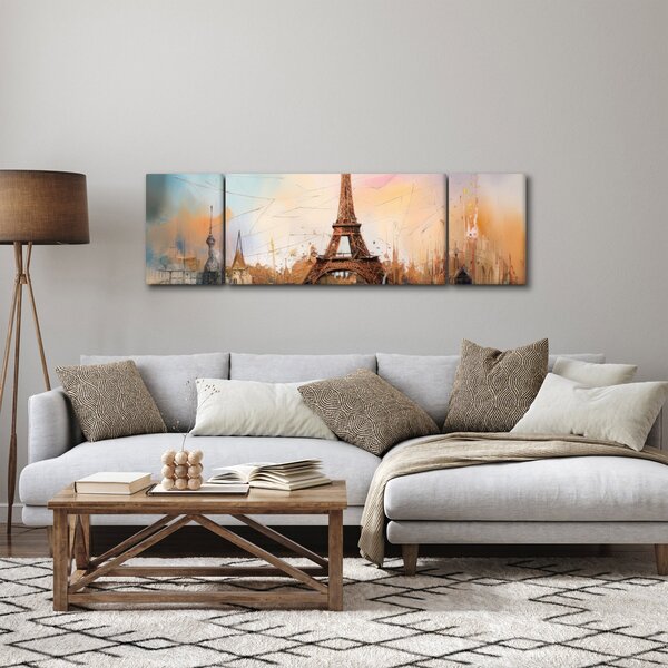 Obraz - Malba Eiffelovy věže (170x50 cm)