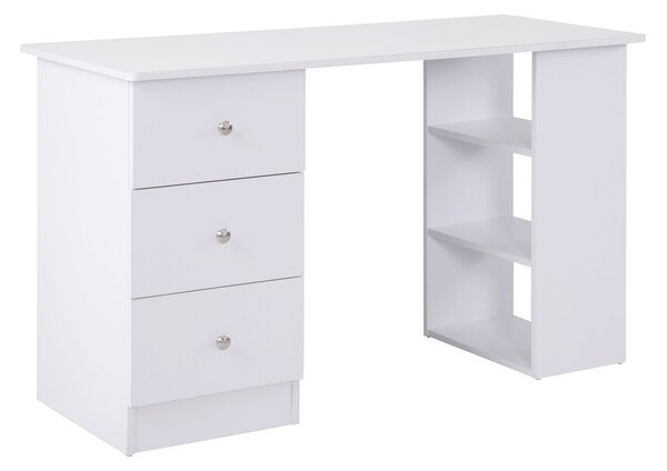 HOMCOM Multimediální Počítačový Stůl s Více Úložnými Prostory 3 Zásuvkami 2 Policemi 120L x 49W x 72H cm Bílý | Aosom