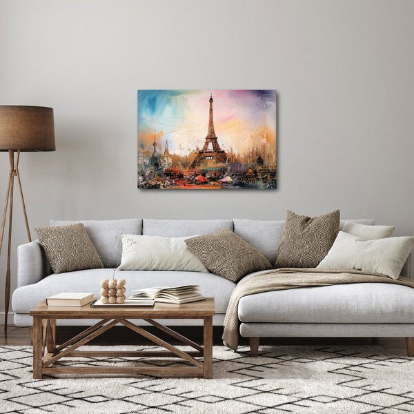 Obraz - Malba Eiffelovy věže (70x50 cm)