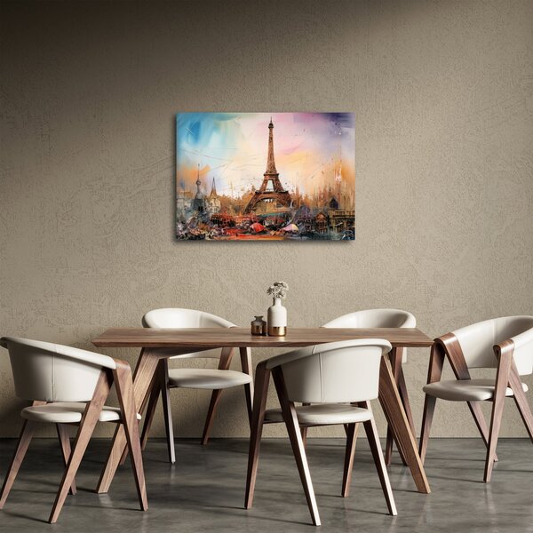 Obraz - Malba Eiffelovy věže (70x50 cm)