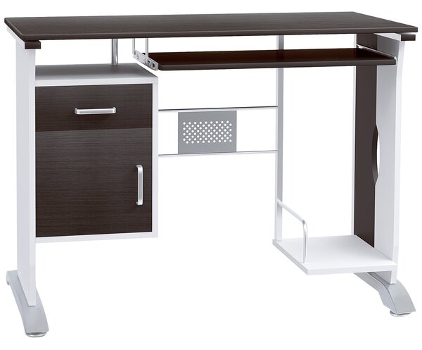 HOMCOM Moderní počítačový stůl 100Š x 52H x 75V cm Černý ořech a bílá | Aosom