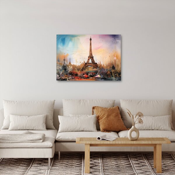Obraz - Malba Eiffelovy věže (70x50 cm)