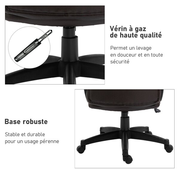 HOMCOM Ergonomická Nastavitelná Kancelářská Židle s Otočnými Kolečky 360° a Syntetickým PU Potahem 64 x 73 x 106-115,5 cm Čokoládová | Aosom