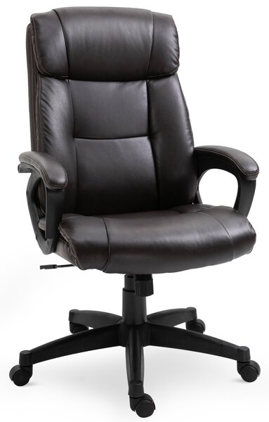 HOMCOM Ergonomická Nastavitelná Kancelářská Židle s Otočnými Kolečky 360° a Syntetickým PU Potahem 64 x 73 x 106-115,5 cm Čokoládová | Aosom