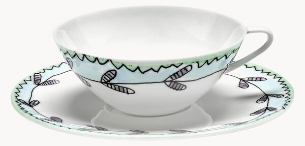 Sada šálků na kávu's podšálky z kostního porcelánu Midnight Flowers, 2 díly