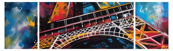 Obraz - Malba Eiffelovy věže II. (170x50 cm)