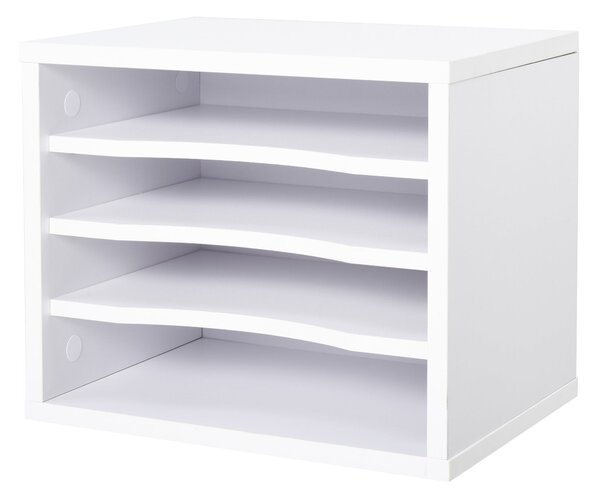 Vinsetto Bílý Dřevěný Organizér na Stůl s 4 Úrovněmi Stojan na Tiskárnu Rozměry 35,5D x 25Š x 28,6V cm | Aosom