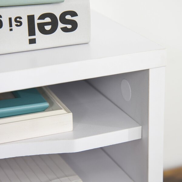 Vinsetto Bílý Dřevěný Organizér na Stůl s 4 Úrovněmi Stojan na Tiskárnu Rozměry 35,5D x 25Š x 28,6V cm | Aosom